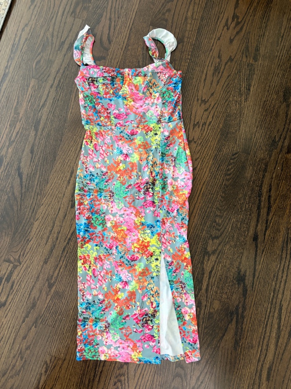 Floral Multicolor Maxi Dress with Side Slit
